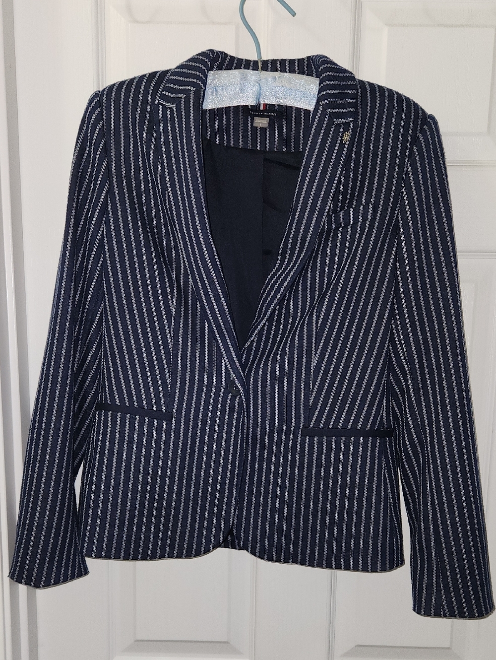 Tommy Hilfiger Navy & White Striped Blazer